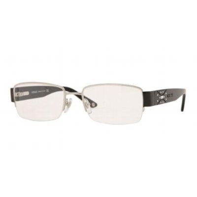 VERSACE VE 1136B SILVER METAL SEMI RIMLESS EYEGLASSES  