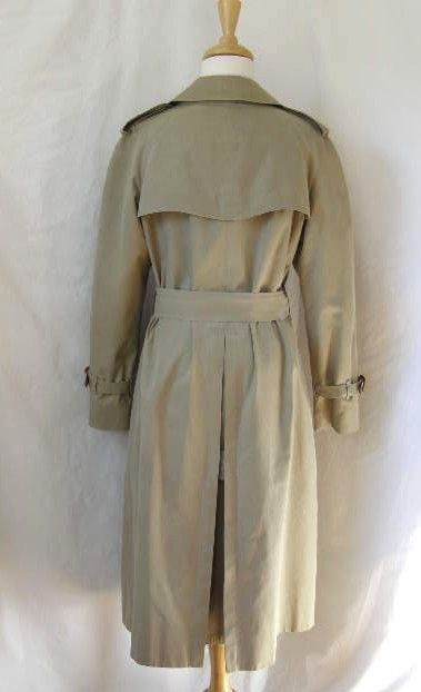 BURBERRY~AUTH~LONG COTTON KHAKI TRENCH COAT~NOVA CHECK WOOL LINER~12 