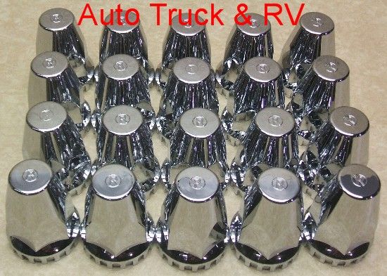 20 Chrome Treaded ABS Lug Nut Covers 33 mm flanged Semi Truck Wheel 