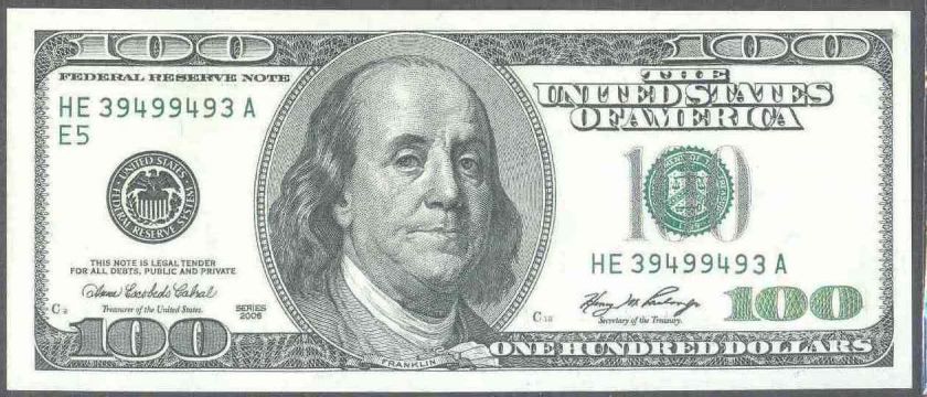 USA $100   NOTE # HE 39499493 A RADAR UNCIRCULATED  