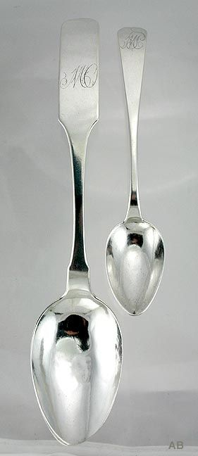   Century American Coin Silver Teaspoon & Tablespoon Coffin End  