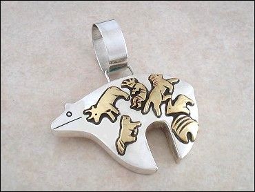 Tommy Singer Navajo Sterling Handmade Bear Pendant  