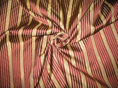 Striped Satin Silk Fabric ~ Zazus ~ Garnet & Gold  