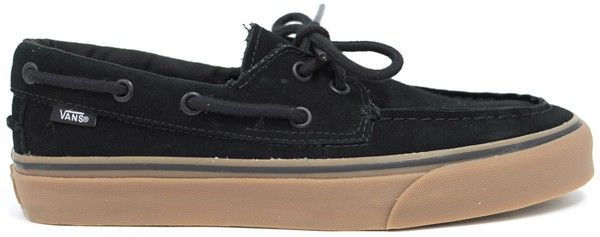 Vans Mens Zapato Del Barco Slip On Shoe Suede Black Gum  