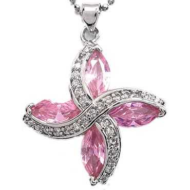 CHRISTMAS GIFT JEWELRY PINK SAPPHIRE 18K WHITE GOLD PLATED PENDANT 