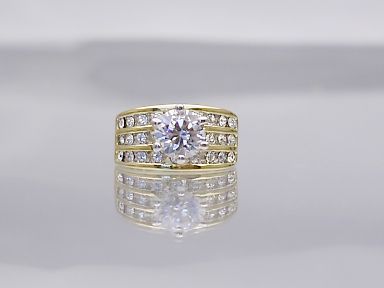 CT ROUND/BAGUETTES CZ CUBIC ZIRCONIA WEDDING RING  
