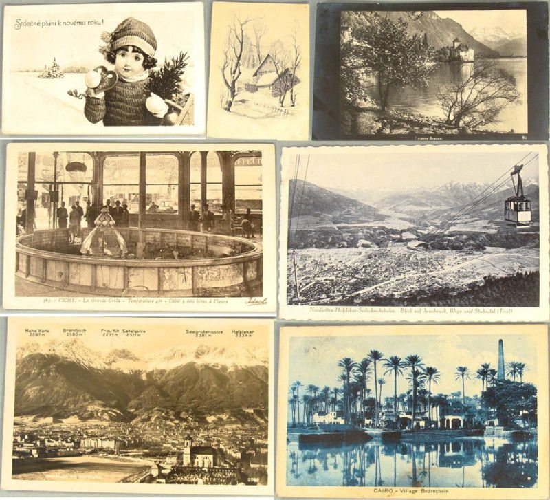 1920s ANTIQUE VIEW HOLIDAYS ART PHOTO POSTCARDS PC SET  