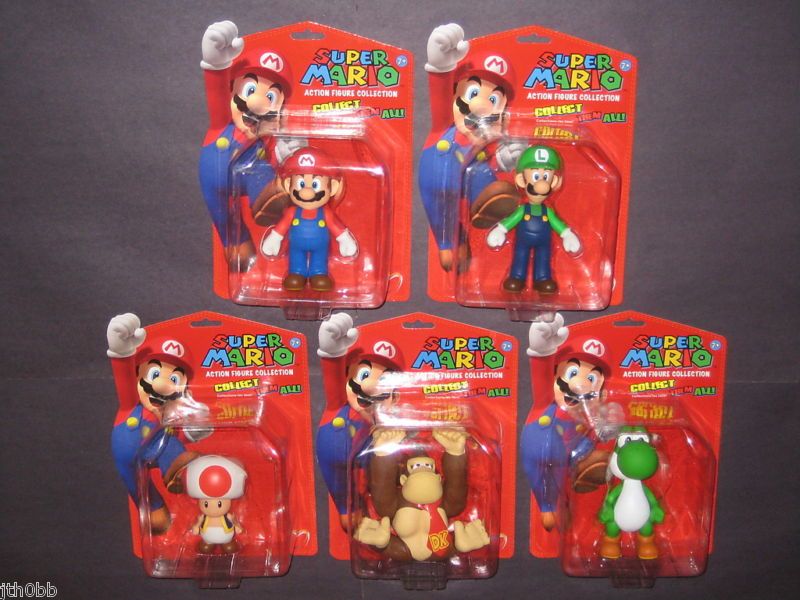 SUPER MARIO BROS FIGURES LUIGI YOSHI DONKEY KONG TOAD  