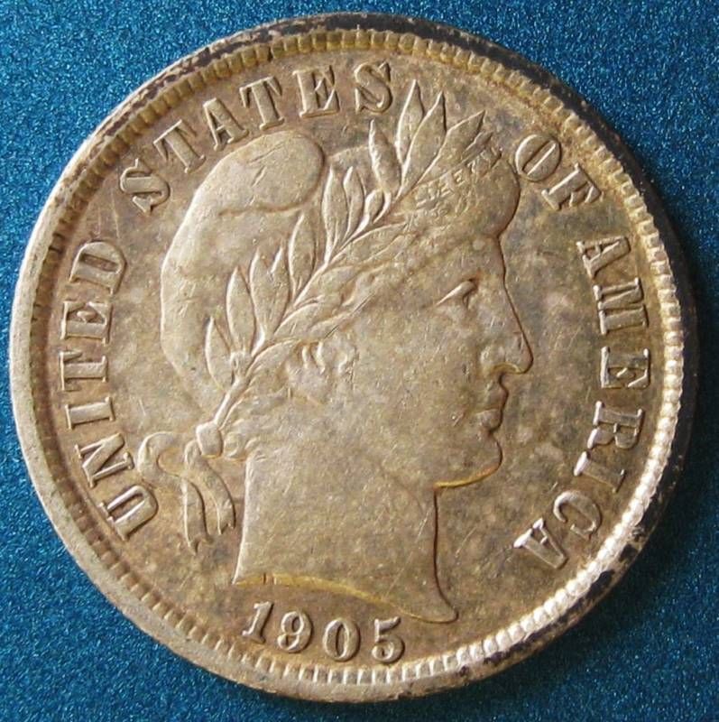 1905 O BARBER DIME SUPERB AU+  J81  