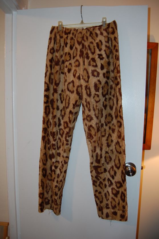   LEOPARD CAT FAUX FUR WOMENS PANTS SIZE SMALL MED 1960s 1950s  