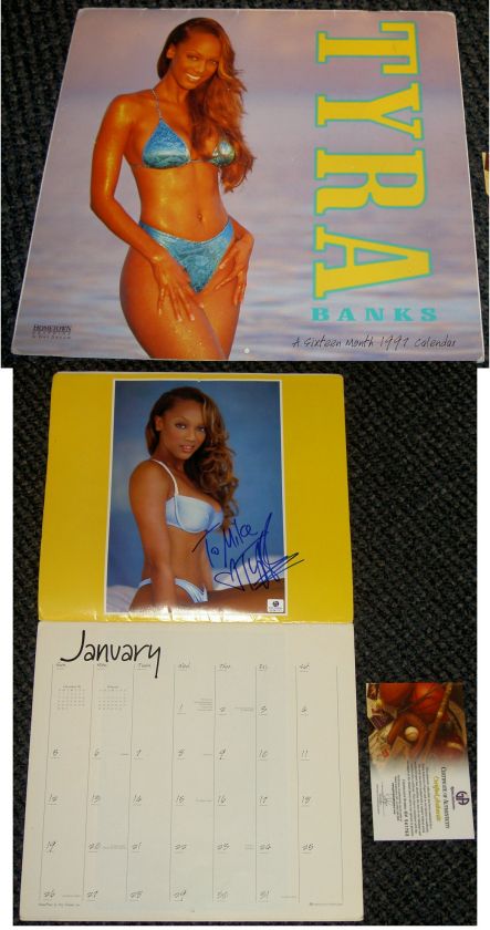 TYRA BANKS AUTOGRAPH SIGNED SEXY CALENDAR 1997 GAI MIKE  