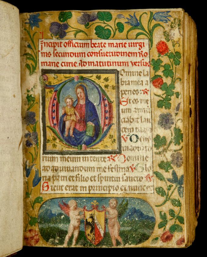 ca.1470 ILLUMINATED BOOK OF HOURS Medieval VELLUM MANUSCRIPT Italian 