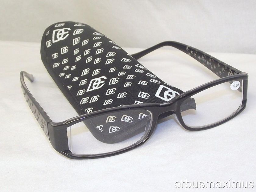 DE READING GLASSES W/CASE 1.0 3.5 POWERS FREE SHIP BLAC  