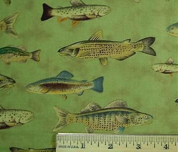 FAT QUARTER Gone Fishing BUNDLE Cotton Fabric FQ #35  