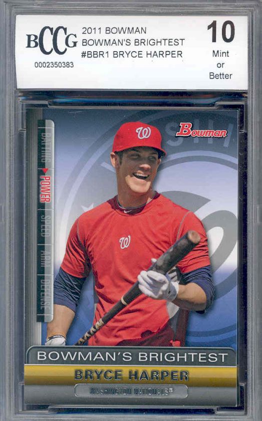 2011 bowman brightest #bbr1 BRYCE HARPER BGS BCCG 10  