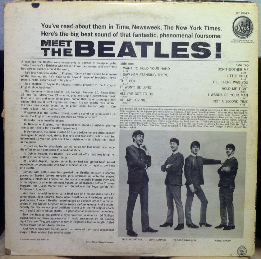 BEATLES meet the LP ST 2047 VG+ Vinyl APPLE Subsidiary of Capitol RARE 