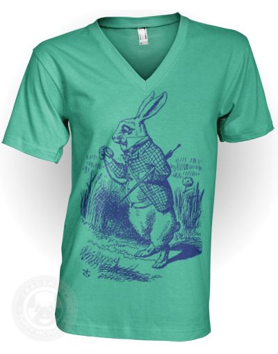 White Rabbit Alice in Wonderland AA 2456 V Neck T Shirt  