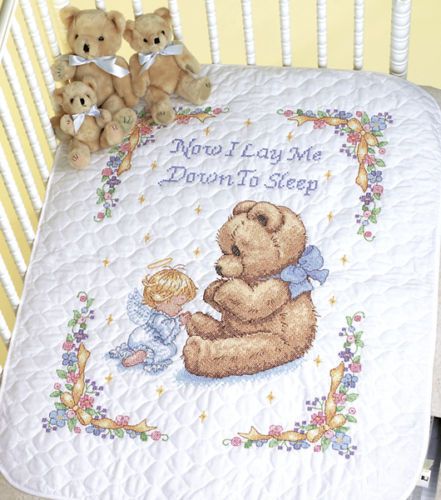 Baby Hugs Sweet Prayer Stamped Cross Stitch Quilt Kit 34X43