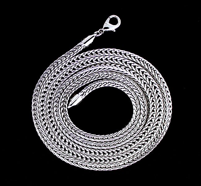 MENS 30 INCH 14K WHITE GOLD FINISH FRANCO CHAIN 4MM  