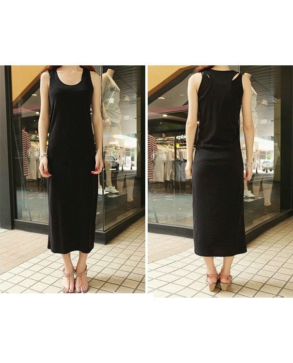 Womens Summer Slim Sleeveless Vest Long Dress Maxi COOL  