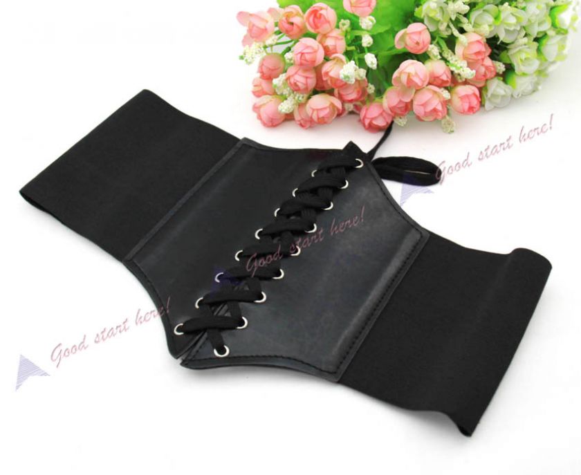 Fashion Women Wide Shoelace Type Elastic Stretch Corset Waistband 