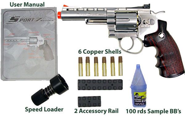 WG 4 inch Barrel Metal Airsoft Revolver CO2 Non Blowback   Silver 