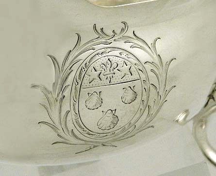 ENGLISH EARLY GEORGIAN LARGE HEAVY GEORGE III STERLING SILVER SAUCE 