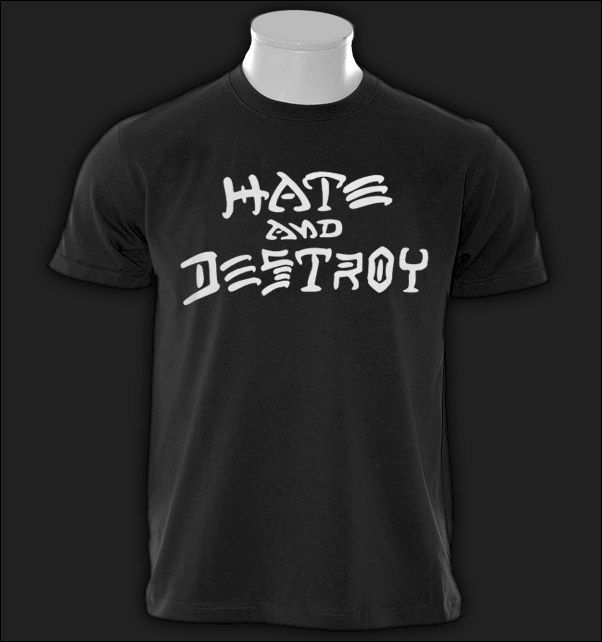 HATE AND DESTROY & THRASHER 666 SKATEBOARD T SHIRT S XX  