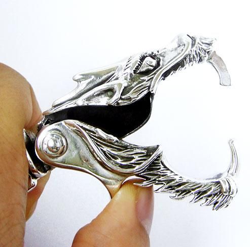 70g HUGE DRAGON STERLING 925 SILVER BELT CLIP KEYCHAIN  