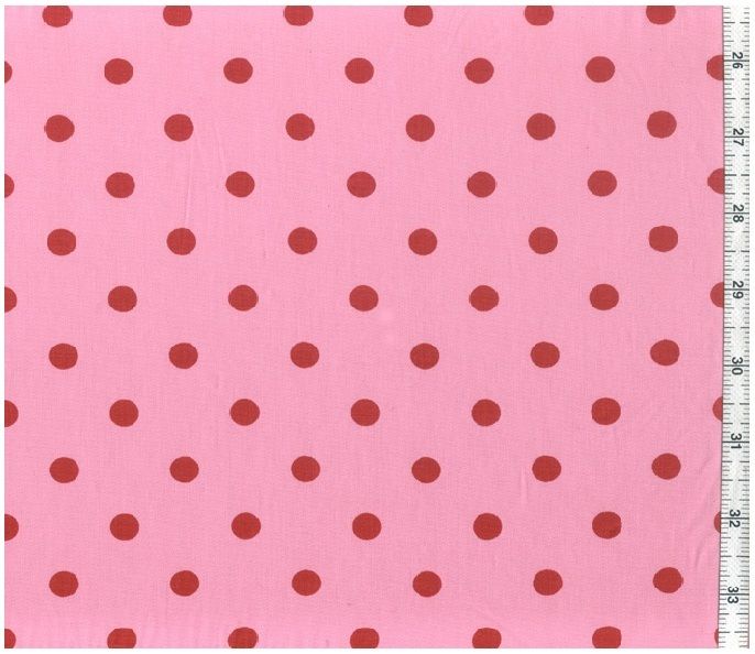 Yd 60 Wide Cotton Fabric 0.35 Red Polka Dot on Pink  