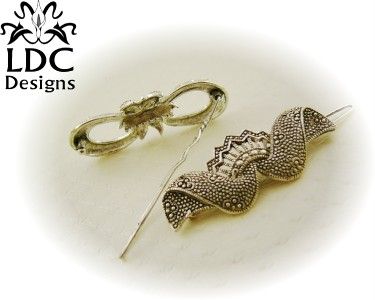 Vintage Marcasite Style Silver Clip Barrette  4 styles  