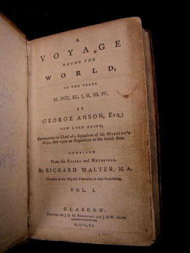 Voyage Round the World 1790 Glasgow Anson leather 2vols  
