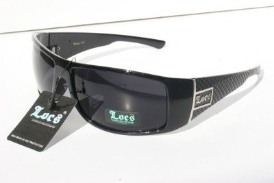 2010 Men Large LOCS 9047 black carbon biker sunglasses  