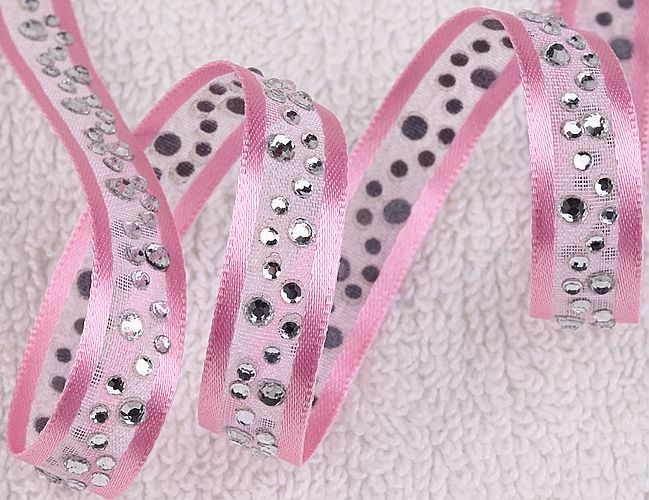 10 Satin Ribbon Fancy Rhinestones Edge Trim/Bow I0062 2  