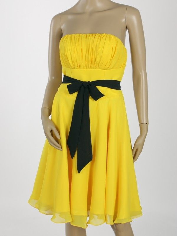 BRIDESMAID PARTY EVENING COCKTAIL DRESS SZ S YELLOW 984  