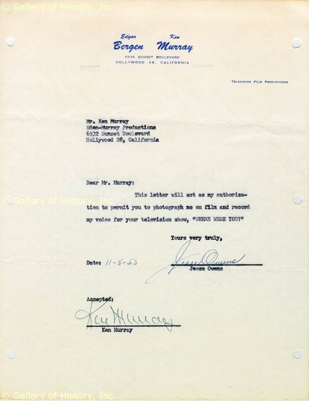 margins accompanied by receipt copy of telegram to murray from owens 