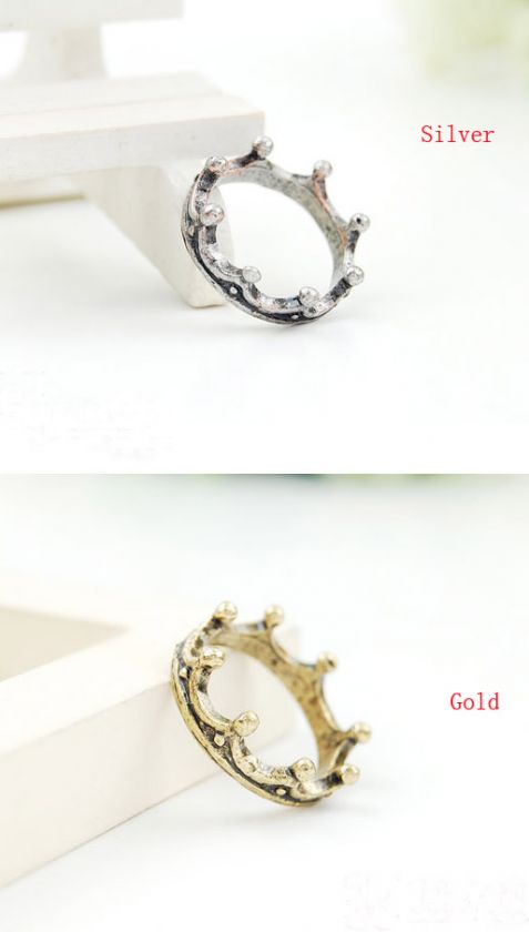 Korea Vintage Alloy copper color crown ring WB2 007  