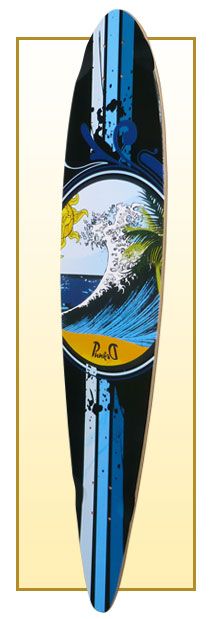 WAVE Graphic Longboard PINTAIL Skateboard Deck  