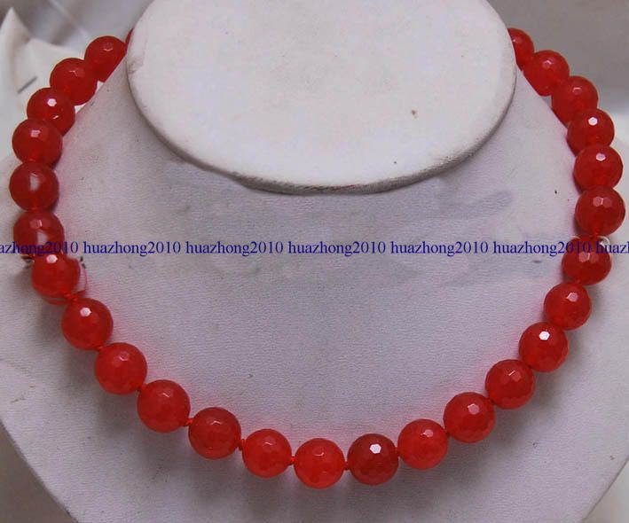   Red Ruby Gemstone Jewelry Necklace 18KGP clasp beads size10mm