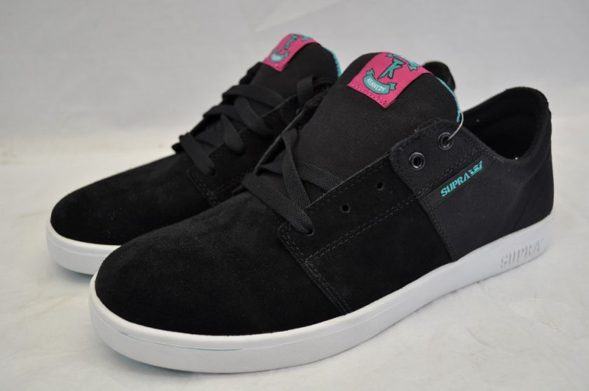 SUPRA TK STACKS AHI) BLACK SUEDE CANVAS PINK TEEL WHITE  