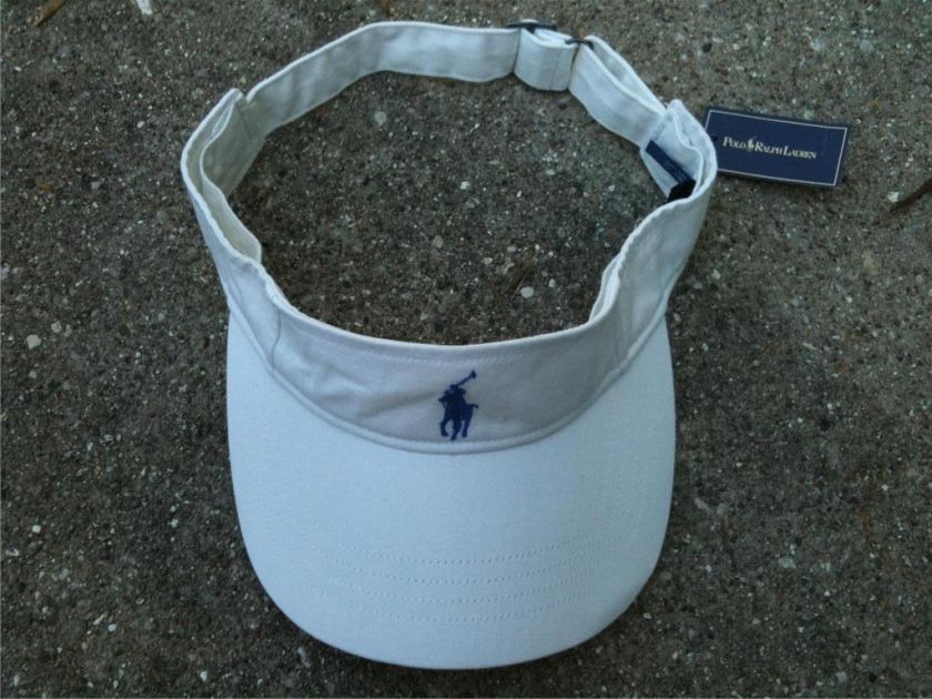 NWT POLO Ralph Lauren unisex WHITE adj visor OSFA 7 67325 23552 3 