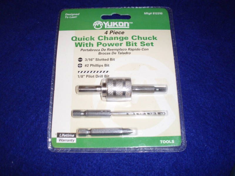 Quick Change Chuck W/ Power Bit Set *4pcCarded*  