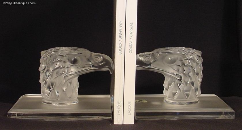 Lalique Eagle Head Bookends #1185300 Tete d Aigle  