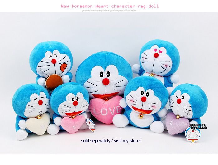 Nwt DORAEMON Plush with LOVE heart 12 doll toy M  