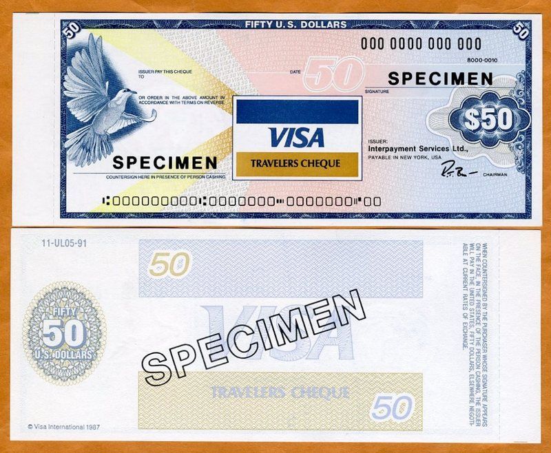 USA, SPECIMEN, Travelers Check, 50 dollars, UNC  