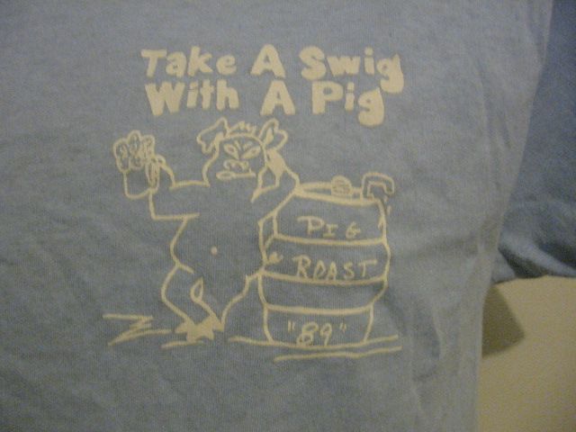 vintage 1989 PIG ROAST BBQ T Shirt SMALL/MEDIUM soft 80s thin random 