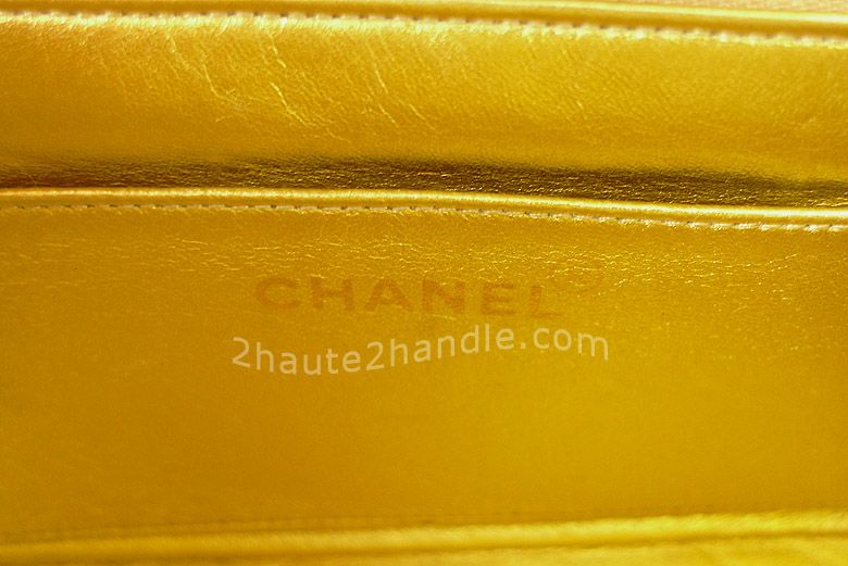 CHANEL gold lambskin 2.55 classic flap bag purse RARE  