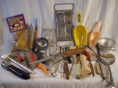Grandmas Junk Drawer Vintage Lot Old Kitchen Utensils Gadgets  