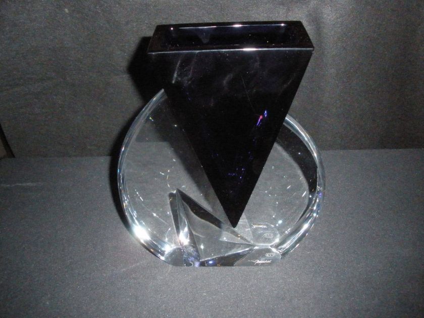 Baccarat Crystal Cobalt Blue Vector Vecteur Vase Sculpture by Nicholas 