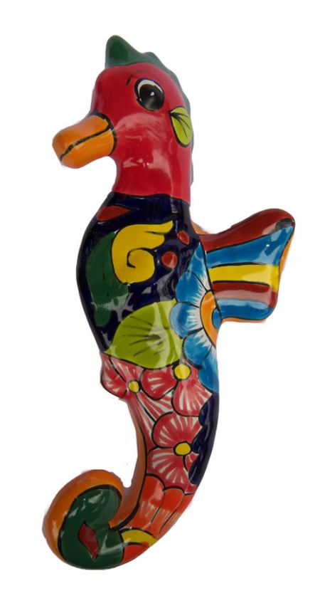 SEAHORSE COLORFUL WALL Hanging MEXICAN TALAVERA ART POTTERY HAND 